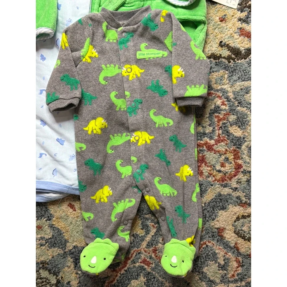 Little Brother Dinosaur Bundle Boys 0-9m Robe NB Sleepers Swaddle Blanket